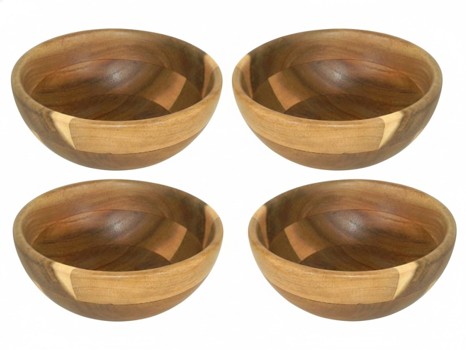 Acacia Wood Bowls Wooden Serving Set Eco-friendly Tableware Natural Kitchen Decor Sustainable Bowls